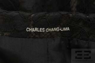 Charles Chang Lima 2pc Brown & Black Lace Jacket & Mesh Trim Skirt Set 