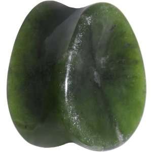  3/4 Concave Pear Jade Stone Plug Jewelry