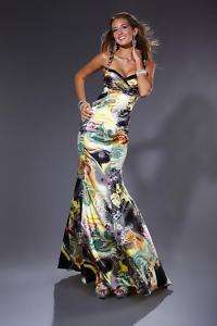 Tiffany 36666 Print Charmeuse Prom Gala Gown 0  