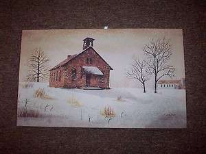 Snow Day Canvas Prin Folk Artist Billy Jacobs 12 x20  