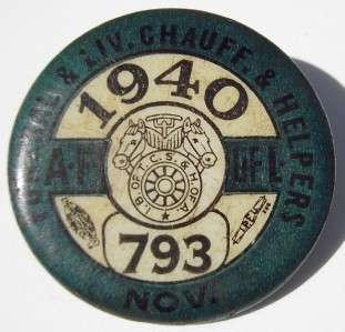 1940 Funeral & Livery Chauffers Pinback Button Pin  