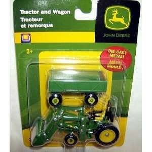   Deere Die Cast Front Loader Tractor with Box Wagon 