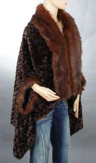 Ladies Luxury Lush Faux Fur Cape Party&Casual Mantle Coat Outer Wear 6 
