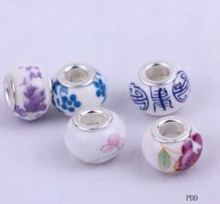 multicolor design big hole colored ceramic beads FIT European Charm 