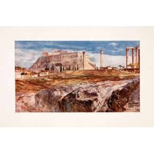  1906 Color Print Acropolis Kallirrhoe Ancient Greek Ruin 