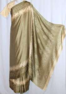 Khaki Olive Cream Sari Indian Saree Fabric Costume Belly Dance 