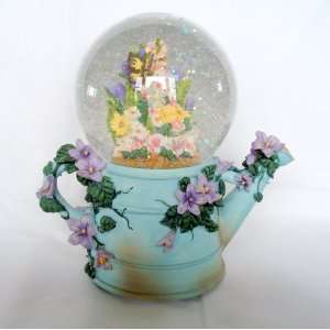   Musical Butterfly and Flowers Watering Can Snow Globe 