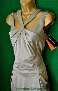 New KAREN MILLEN £165 Taupe Grey SOFT SILK Casual Dress  