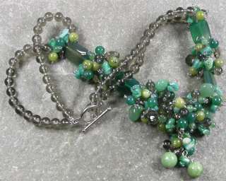 GREEN AGATE & OLIVE JADE & RUSSIAN ITE NECKLACE  