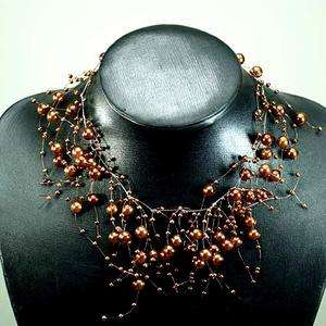   Brown Round MOP Mother of Pearl Beads Dangle Clasp Necklace Earrings