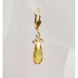  Ladies small cz drop earring   citrin Jewelry