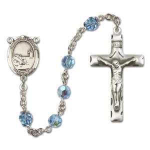  St. Christopher / Fishing Aqua Rosary Jewelry