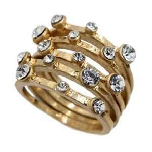  Gold Tone Fashion Ring with Small Clear Stones   One Size 