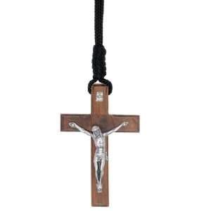 Wooden Crucifix necklace   small and thick (7cm or 2.76)   (pendant 