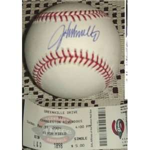  John Smoltz Autographed Ball   OMLB JSA PROOF & Ticket 