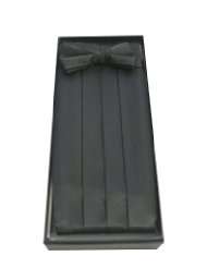 Classy Black Cummerbund and Bow Tie Set with Box