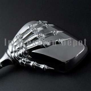   motorcycle chrome skull claw hand design side mirrors with 8mm thread