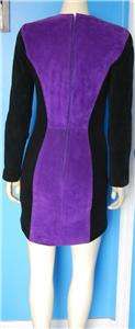 VTG 80s 90s Purple Pink COLORBLOCK Suede POP ART Sweater Dress  