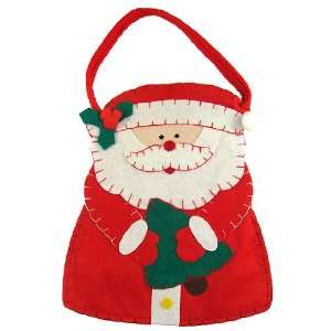 Club Pack of 96 Fabric Santa Claus with Christmas Tree Gift Bags 10.5 