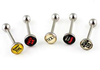 Pack of 5 STAINLEES STEEL ASSORTED TONGUE RINGS/BARBELL  