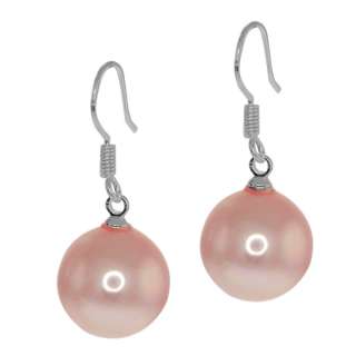   Pink Color Shell Pearl 925 Silver Dangle Earrings Fish Hook  