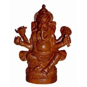  Ganesh Figurine   Sitting Posture   5 Wood Grain Resin 