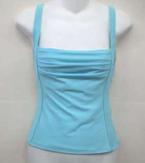 CALVIN KLEIN Blue Pleated Tankini Top Swimsuit 8 Cup B C  