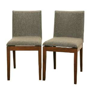 Baxton Studio 2PC Square Dining Chair in Cocoa Hardwood and Tan Twill 
