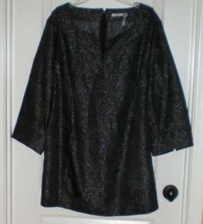 NWT Classiques Entier  Black Silver Metallic Dressy Tunic Top 