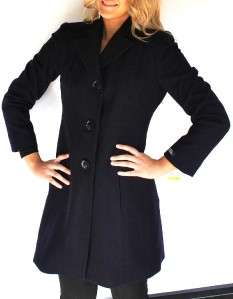 New Womens Anne Klein Wool Cashmere Coat Pea coat Single Breasted Deep 