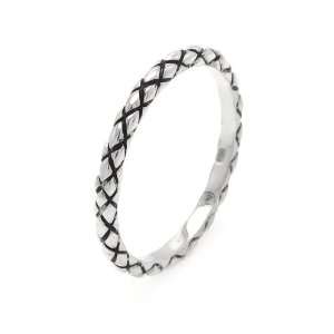 Sterling Silver Braided Like Band With Heart Center Sterling Silver 