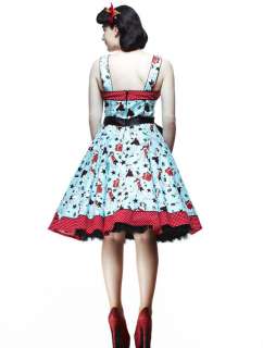 HELL BUNNY DIXIE prom 50s DRESS swing BLUE SIZE 8 18  