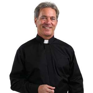 Mens Clerical Clergy Preacher Tab Collar Clergy Shirt Black 15 1/2 