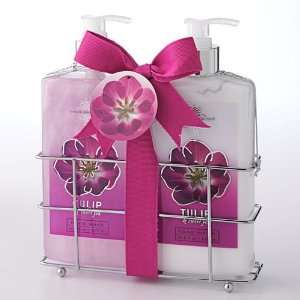 Simple Pleasures Tulip and Sweet Pea Hand Soap and Hand Lotion Caddy 