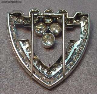 Carats Diamonds Platinum Signed Art Deco Brooch Clip  