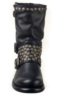 Frye Womens Boots Jenna Studded Short Black Leather 76795  