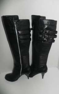 NEW MICHAEL KORS MK CITY LEATHER ASYMMETRIC BLACK BOOTS size 10  