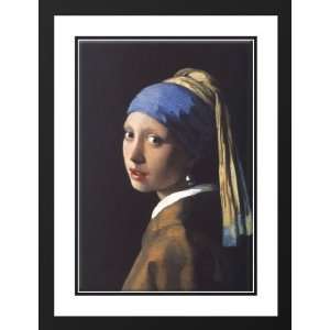 Vermeer, Johannes 19x24 Framed and Double Matted Girl with a pearl 