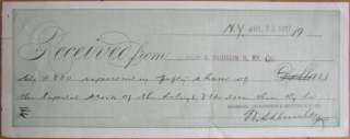 1917 Receipt/Check Lehigh & Hudson Railroad/Railway Co  