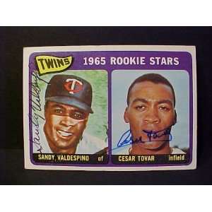 Sandy Valdespino & Cesar Tovar Minnesota Twins #201 1965 Topps Signed 