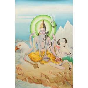   and Shiva) with Garuda and Nandi)   Oil on Canvas