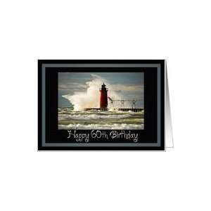  60th birthday lighthouse storm wave nautical coastal Card 