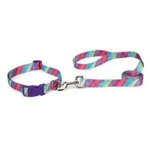   Colored Pink Purple Blue & Green Rainbow Dots & Stripes Dog Collar 10