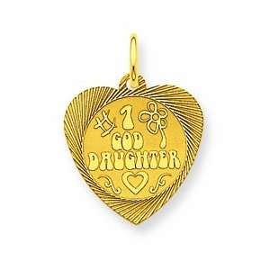  14k #1 Goddaughter Heart Disc Charm Shop4Silver Jewelry