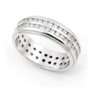 Platinum Channel set Diamond Eternity Wedding Band Ring (G H/VS, 1 1/7 