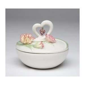   on Round White Box with Heart Shaped Design Container