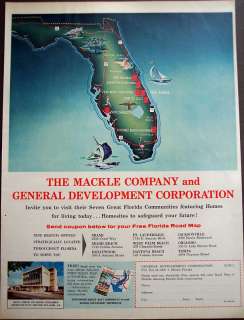 1959 Mackle Co communities homes Florida map vintage ad  