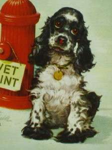 STAEHLE ART BUTCH COCKER SPANIEL FIRE HYDRANT WET PAINT & DUCK CHASING 