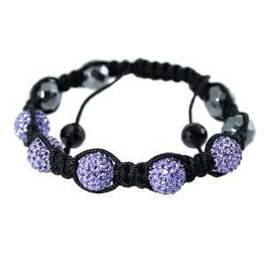 Shamballa Unisex Ice Bracelet, Buddist Beads Hiphop, 5 10mm Lilac Cz 