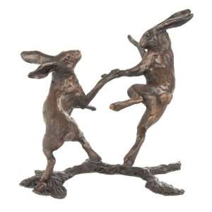   Ed Hot Cast Bronze Sculpture Small Hares Boxing